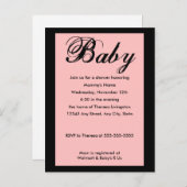 Baby Script Baby shower Invitation Pink Uitnodiging Briefkaart (Voorkant / Achterkant)