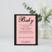 Baby Script Baby shower Invitation Pink Uitnodiging Briefkaart (Staand voorkant)