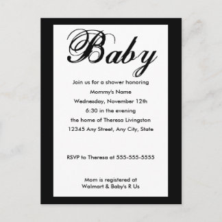 Baby Script Baby shower Invitation White Uitnodiging Briefkaart