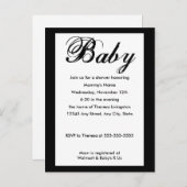 Baby Script Baby shower Invitation White Uitnodiging Briefkaart (Voorkant / Achterkant)