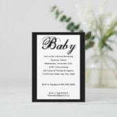Baby Script Baby shower Invitation White Uitnodiging Briefkaart (Staand voorkant)