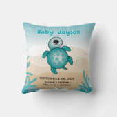 Baby Sea Turtle Birth Stats Throw Pillow Kussen (Achterkant)