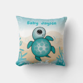 Baby Sea Turtle Birth Stats Throw Pillow Kussen (Voorkant)