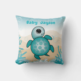 Baby Sea Turtle Birth Stats Throw Pillow Kussen