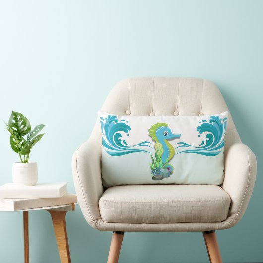 Baby Seahorse | Blauwe lumbar-piloot Kussen (Stoel)