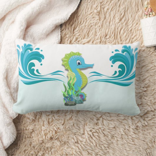 Baby Seahorse | Blauwe lumbar-piloot Kussen (Deken)