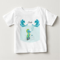 Baby Seahorse | Blue Personalized Baby T-Shirt