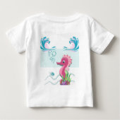 Baby Seahorse | Blue Personalized Baby T-Shirt (Achterkant)