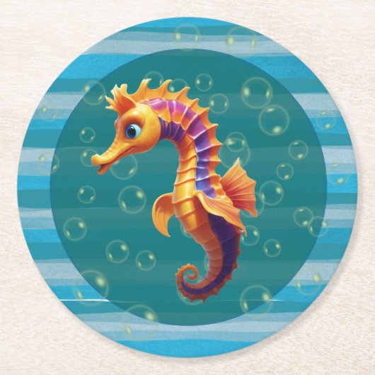 Baby Seahorse Paper Coasters Ronde Kartonnen Onderzetter (Voorkant)