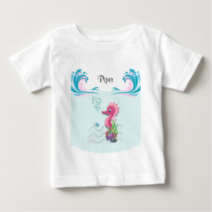 Baby Seahorse   Roze gepersonaliseerde Baby T-shir