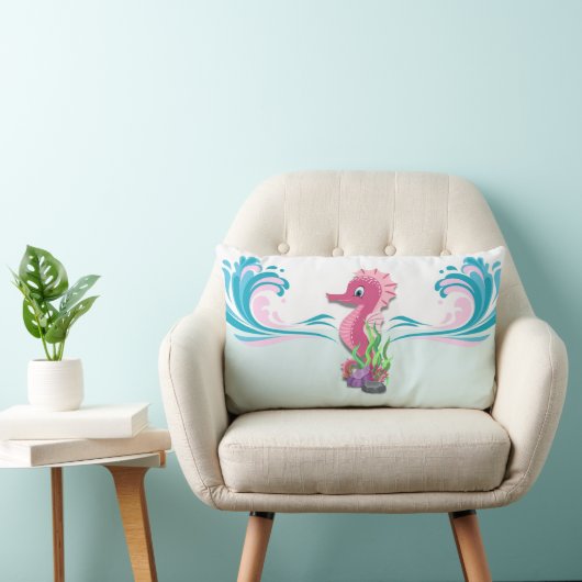 Baby Seahorse | Roze lumbar Pillow Kussen (Stoel)