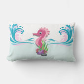 Baby Seahorse | Roze lumbar Pillow Kussen (Voorkant)
