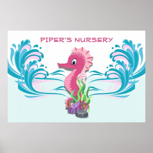 Baby Seahorse | Roze, speciaal aangepast 36 x 24-i Poster (Voorkant)