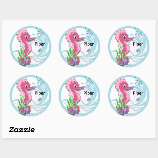 Baby Seahorse | Roze, speciaal voor de ronde Stick Ronde Sticker (Vel)