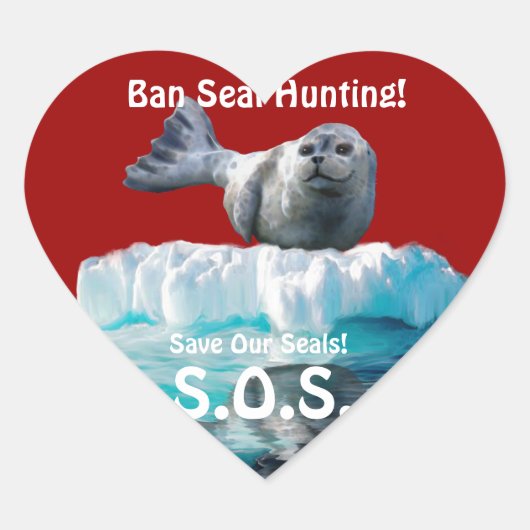 BABY SEAL Anti Seal-Hunt Wildlife Heart Sticker (Voorkant)