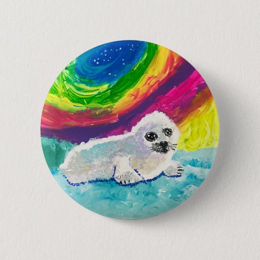 Baby Seal "Kunst voor kinderen" Ronde Button 5,7 Cm (Voorkant)