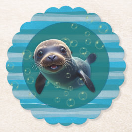 Baby Seal Paper-Onderzetters Kartonnen Onderzetters
