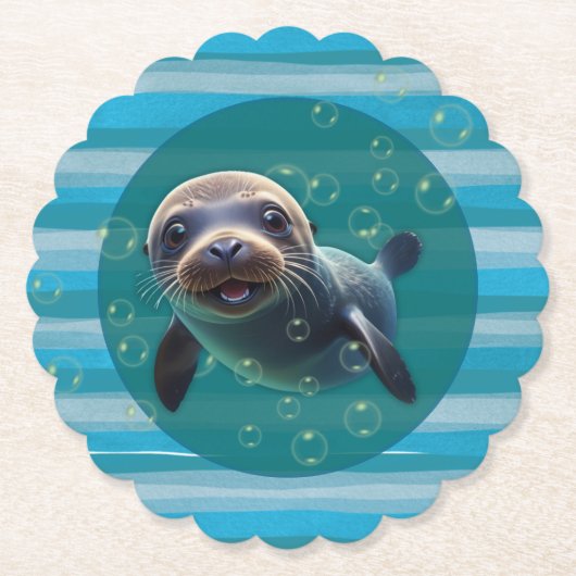 Baby Seal Paper-Onderzetters Kartonnen Onderzetters (Voorkant)
