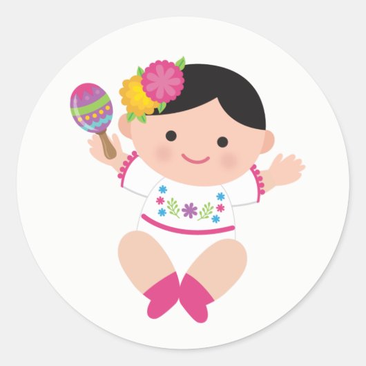 Baby Señorita, Fiesta Baby Shower Stickers (Voorkant)