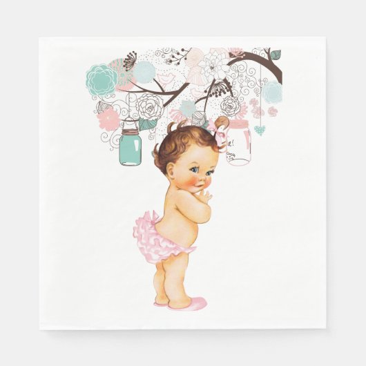  Baby servetten met bloemetjes en metselaarskruike (Voorkant)