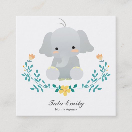 Baby Services Cute Elephant Visitekaartje (Voorkant)