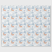 Baby Shark 1e verjaardag aangepaste waterverf kuns Cadeaupapier (Vlak)