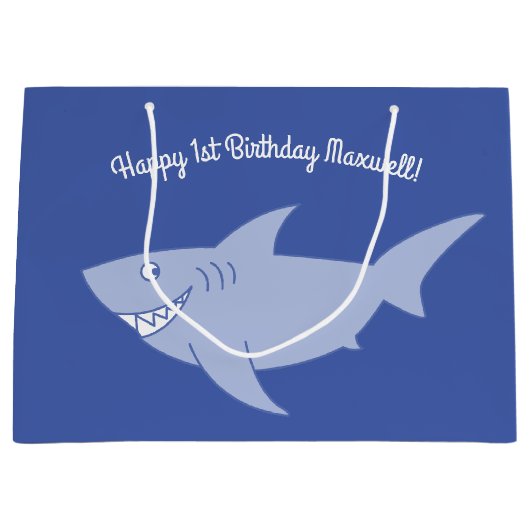 Baby Shark 1e Verjaardag Gift Bag Groot Cadeauzakje (Voorkant)