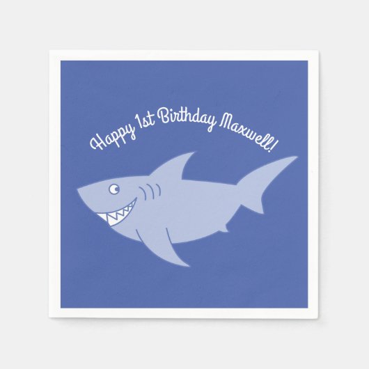 Baby Shark 1e verjaardagsfeestje servetten (Voorkant)