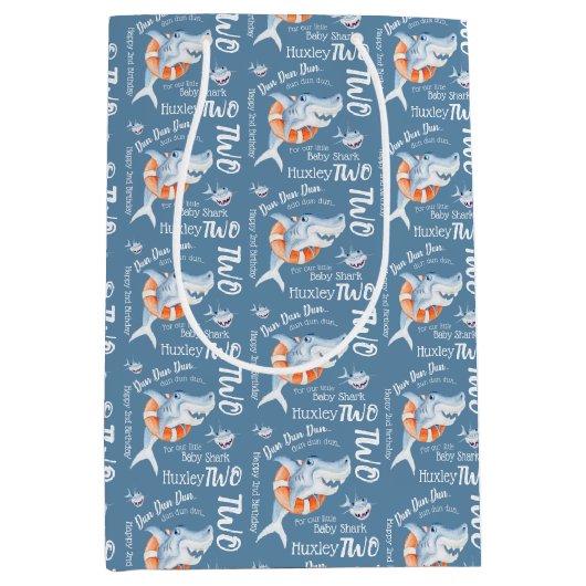 Baby shark 2e verjaardag aangepaste waterverf kuns medium cadeauzakje (Voorkant)