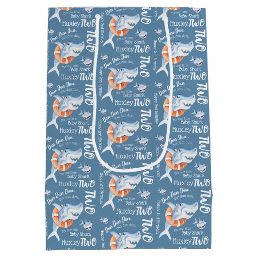 Baby shark 2e verjaardag aangepaste waterverf kuns medium cadeauzakje (Achterkant)