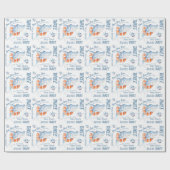 Baby shark 3e verjaardag aangepaste waterverf kuns cadeaupapier (Vlak)