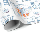 Baby shark 3e verjaardag aangepaste waterverf kuns cadeaupapier (Rol Hoek)