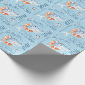Baby shark 4e verjaardag aangepaste waterverf kuns cadeaupapier (Hoek)
