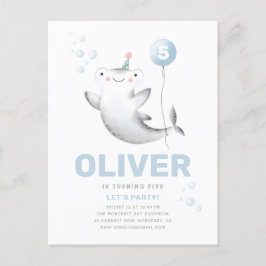 Baby Shark Ballon Kinderverjaardagsuitnodiging Ans Briefkaart