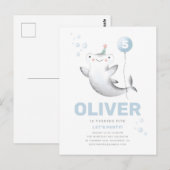 Baby Shark Ballon Kinderverjaardagsuitnodiging Ans Briefkaart (Voorkant / Achterkant)