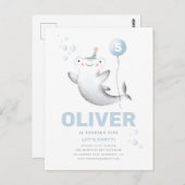 Baby Shark Ballon Kinderverjaardagsuitnodiging Pos Briefkaart (Voorkant / Achterkant)