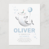 Baby Shark Ballon Kinderverjaardagsuitnodiging Pos Briefkaart (Voorkant)