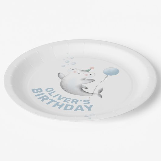Baby Shark Balloon Kind Birthday Paper Bord (Gekanteld)