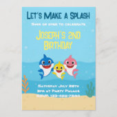 Baby Shark Birthday Invitation Kaart (Voorkant)