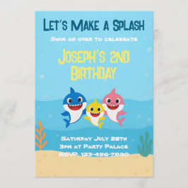 Baby Shark Birthday Invitation Kaart