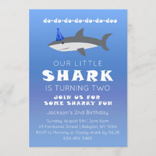 Baby Shark Birthday Party Invitation for Toddler Kaart