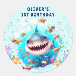 Baby Shark Boy 1e Verjaardag Stickers