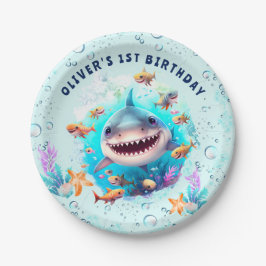 Baby Shark Boy First Birthday Party Papieren Bordje