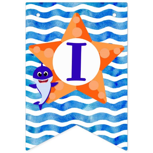 Baby Shark Bunting I Am one Personalized Banner (Tweede vlag)