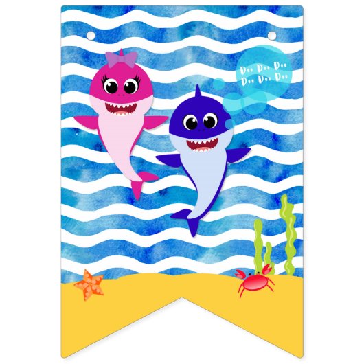 Baby Shark Bunting I Am one Personalized Banner (Eerste vlag)
