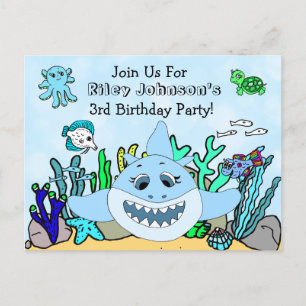 Baby Shark Familie Aangepaste Verjaardagsuitnodigi Briefkaart