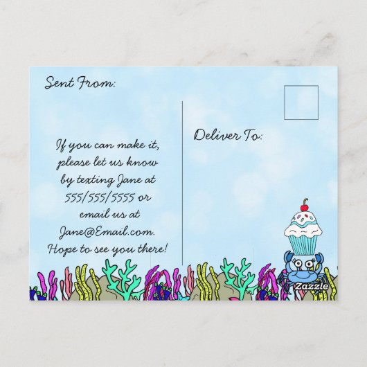 Baby Shark Family Aangepaste Uitnodiging voor verj (Achterkant)