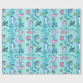 Baby Shark Family Doo Happy Birthday Cadeaupapier (Vlak)