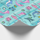 Baby Shark Family Doo Happy Birthday Cadeaupapier (Hoek)