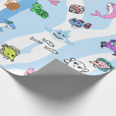 Baby Shark Family en Zee Creatures Verjaardag Cadeaupapier (Hoek)